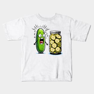 Funny Pickle Surprise A Cucumber And A Jar Of Sliced Pickles Kids T-Shirt